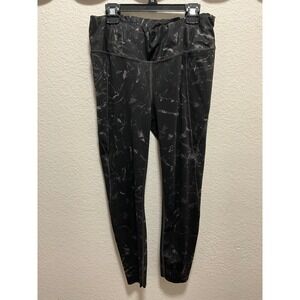 Athleta Black Marble Print High Waisted Leggings Size M